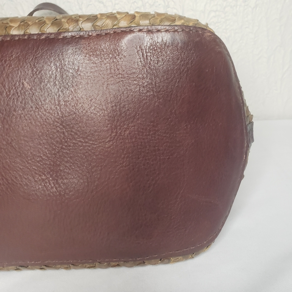 Henry Beguelin Woven Brown Leather Shoulder Bag Made in Italy - Picture 9 of 16